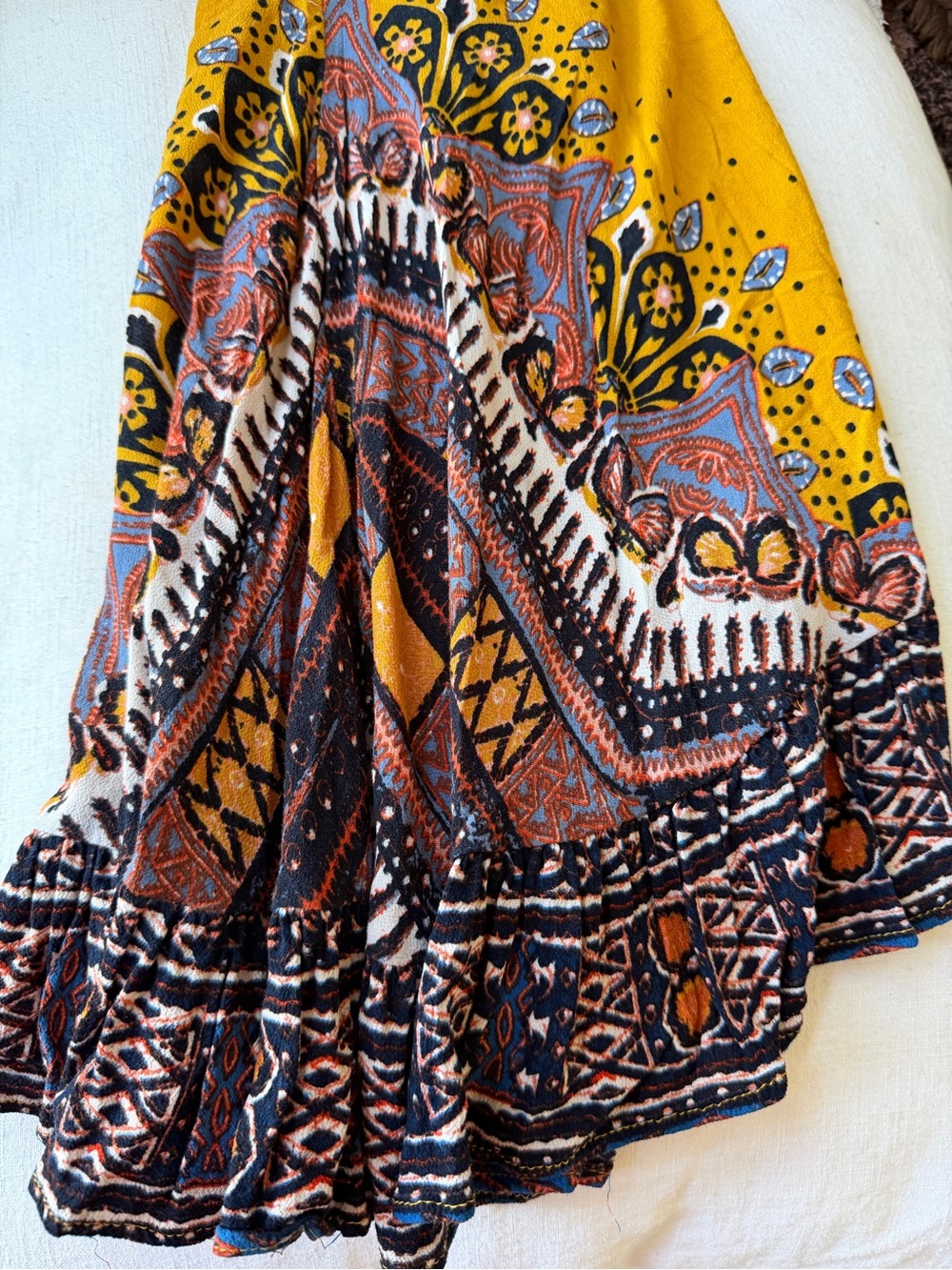 Free People Boho Festival Swing Dress Mustard Yellow Small - Picture 5 of 5